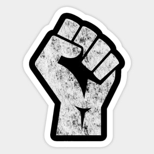 Big White Raised Fist Salute of Unity Solidarity Resistance Sticker